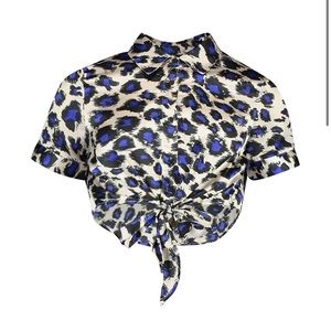 Boohoo printed satin crop top